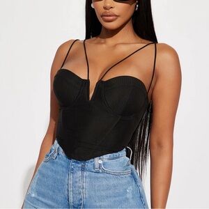 NWOT Black Sleeveless Bustier Top